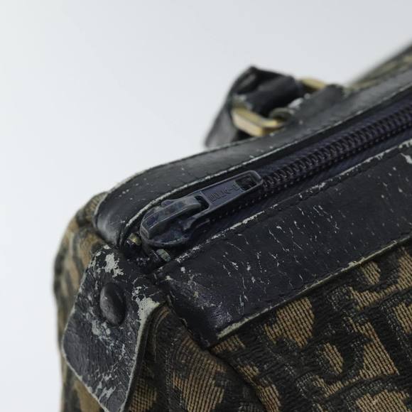 Christian Dior Trotter Canvas Hand Bag Navy Gold Auth 93865 - Picture 10 of 16